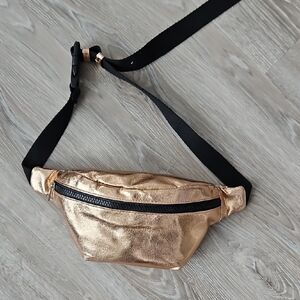 Gold Fanny Pack with Black Strap